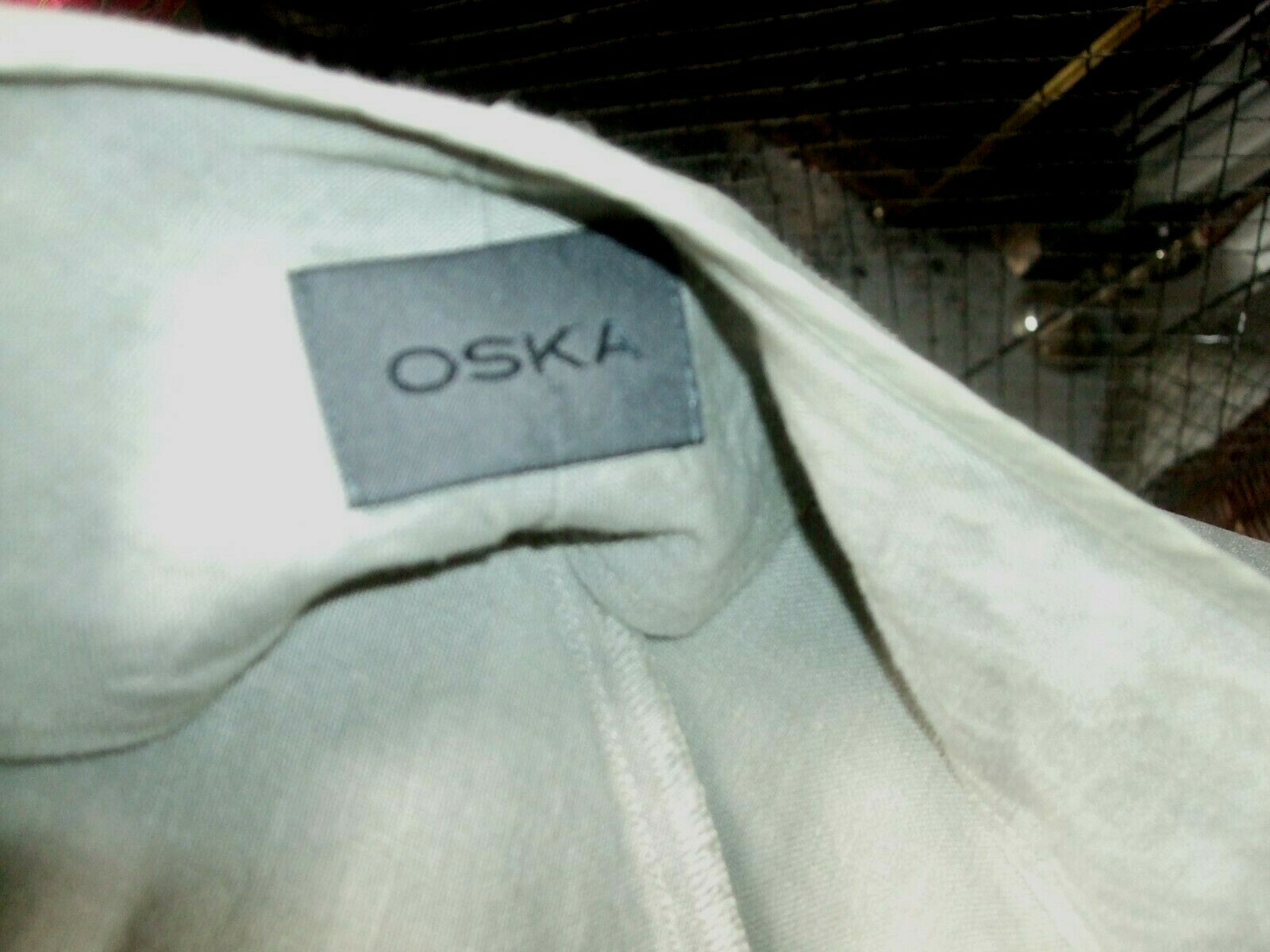 OSKA Longline Linen Jacket Fit 16 18 UK Stone (greeny beigebut not