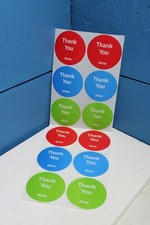 12 Rounded 3-Color eBay Branded Thank You Sticker Multi-Pack 3  x 3  