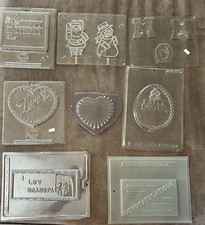 Lot of 8 Vintage Clear Plastic LARGE Chocolate Bar Candy Molds