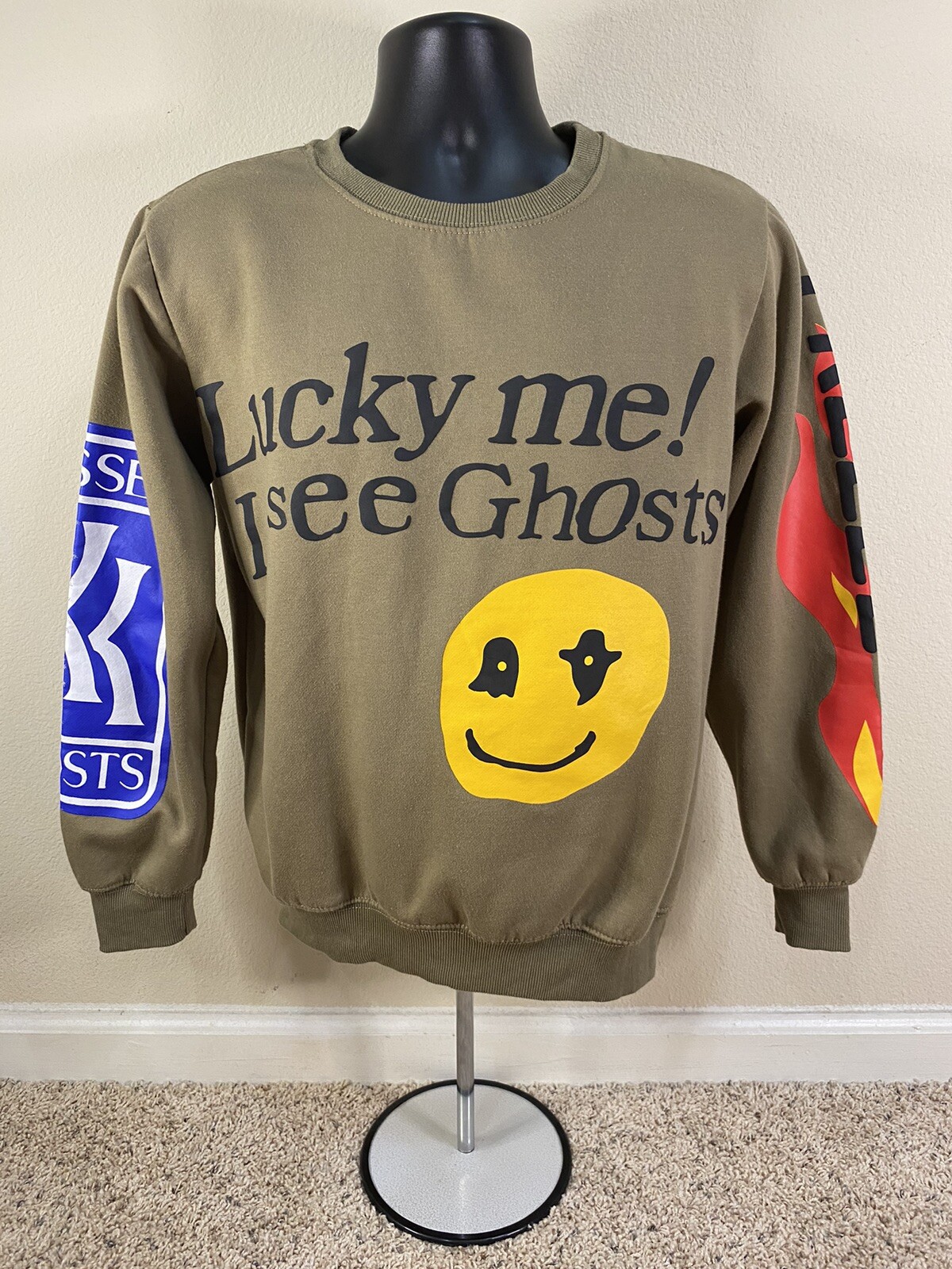 Kanye West u0026#034;Lucky Me I See Ghosts” Pullover Crew Sweatshirt HBAT Size  Medium | eBay
