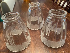 Three Replacement Ceiling Fan Glass Shades Etched Flowers Make