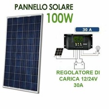 KIT 100W PANNELLO ENERGIA SOLARE FOTOVOLTAICO REGOLATORE CARICA 30A CAMPER CASA