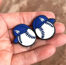 2 Piece Los Angeles L.A. Baseball Team Silicone Focal Beads DIY Jewelry Pens+