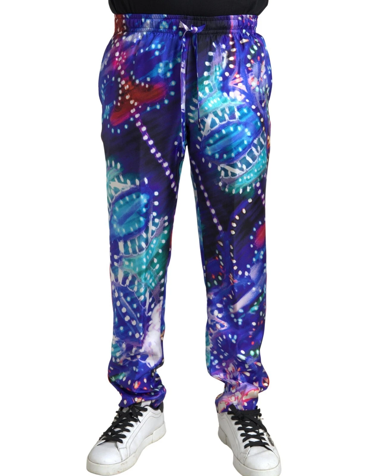 DOLCE & GABBANA Pants Multicolor Printed Silk Men Trouser IT48/W34/M RRP 1500usd