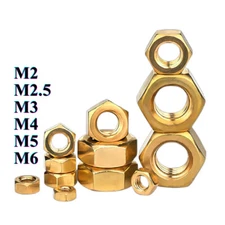 Titanium Plated Carbon Steel Hex Nut Gold Color Hexagon Nut M2 M2.5 M3 M4 M5 M6