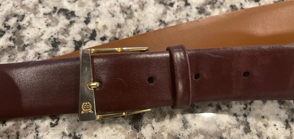 Christian Dior Belt 95/38 Brown Gold Tone Hardware Style