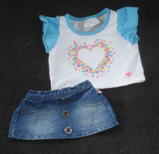 Build A Bear Denim Skirt and Top Hearts