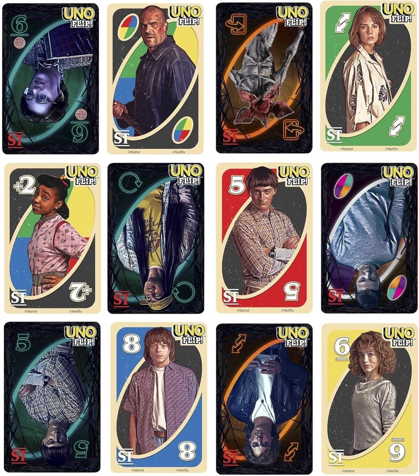 UNO Flip Mattel Games! Stranger Things Card Game for Adults & Teens with Double- - Image 4 of 4
