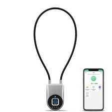 Fingerprint Cable Lock, 6" Long Cable Smart Padlock with Fingerprint Bluetoot...