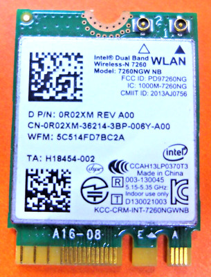 Intel Wireless-N 7260 WLAN Dual-Band Wireless Card 7260NGW NB A00 R02XM