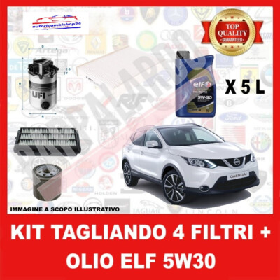 CUTTING KIT 4 FILTERS + OIL ELF 5W30 for Nissan Qashqai II 1.5 DCI (FROM 2013)