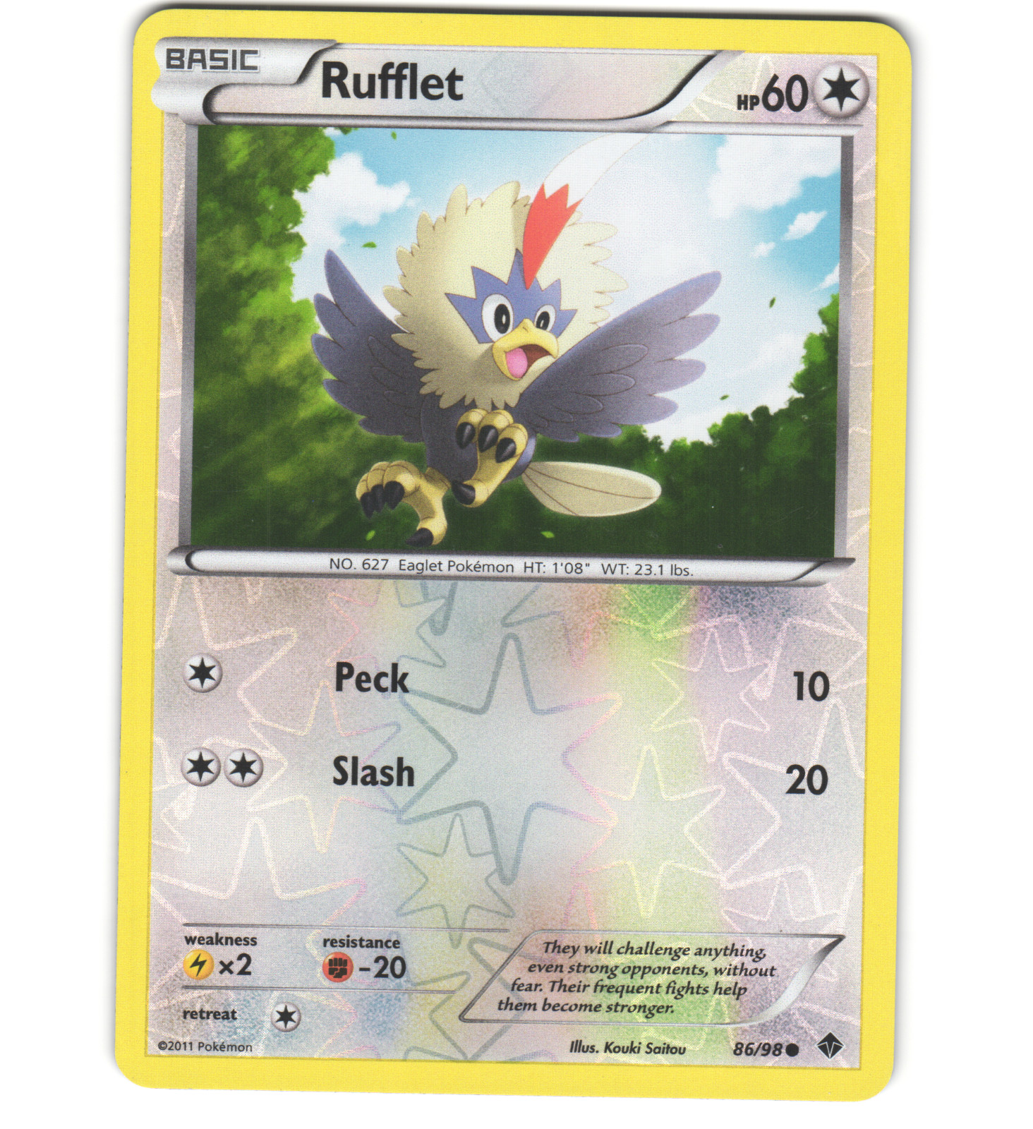 Pokemon 2011 Near Mint NM Rufflet Emerging Powers REVERSE 86/98 Card