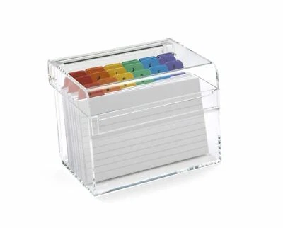 OSCO Clear Acrylic Index Box | Small | A to Z Divider Tabs | 100 Lined Cards