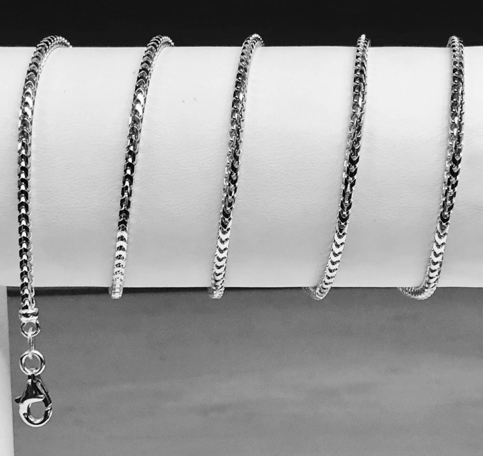 18K Solid White Gold Franco Curb Box Link 20" 2mm 13 grms PENDANT chain Necklace