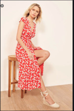 REFORMATION CARINA MIDI WRAP FLORAL DRESS sz XS