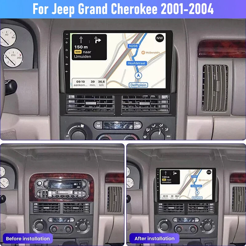 Radio de coche 9" 4+64 GB para Jeep Grand Cherokee 2001-2004 unidad principal inalámbrica CarPlay Foto 2 de 4