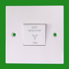 1 Gang 3 Pole White Fan Isolator Wall Switch 10A Bathroom Kitchen Extractor