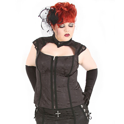 Rubiness Gothic Goth Vintage Victorian Top Bluse - Noble Plus-Size Übergrößen