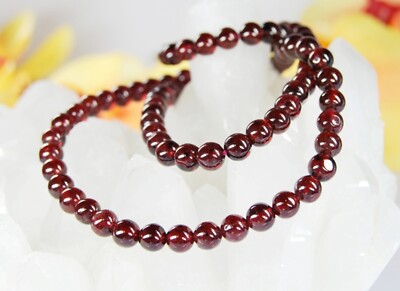 Chain necklace gemstones garnet in ball shape ø-4mm 925 silver clasp