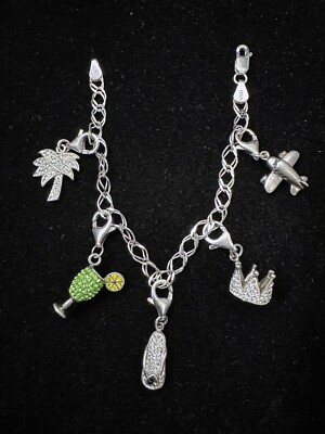 Vintage Travel Vacation Themed Sterling Silver and Rhinestones