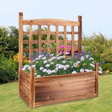 Wooden Garden Planter Plant Flowerpot Box With Trellis Support Patio Lattice