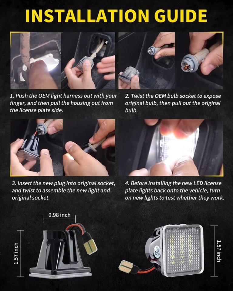 2Pcs LED License Plate Light Rear Bumper Lamp For Toyota Tacoma Tundra 2016-2022 Foto 3 de 4