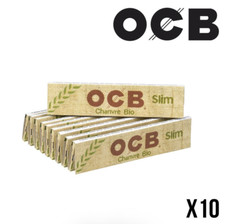 10X OCB SLIM CHANVRE BIO Carnets Feuilles longues à rouler + 1 BRIQUET offert