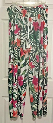 NWT West Loop Women's Palazzo Pants Tropical Print Size XL Wide Leg 