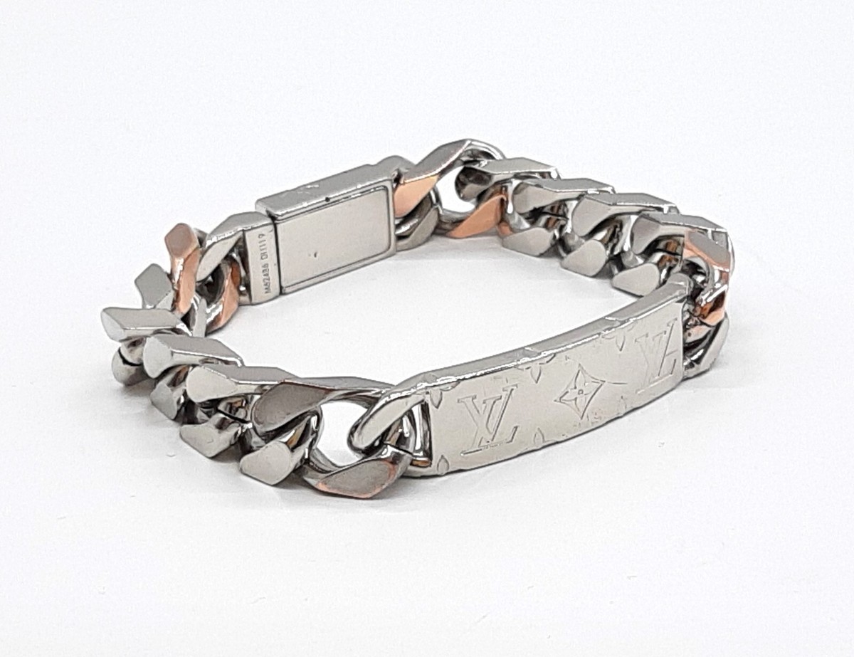 Louis Vuitton Chain bracelet M62486 Men's silver monogram with  accessories GC