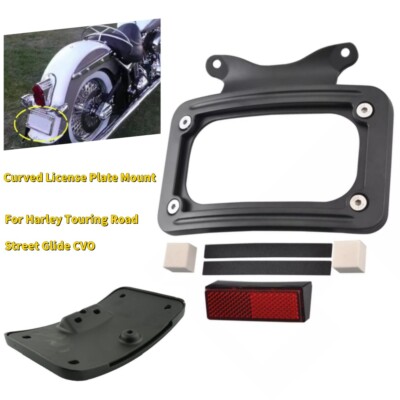 Curved License Plate Mount Frame For Harley Touring Road Street Glide CVO 10-17