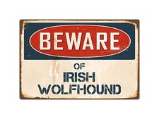 Beware Of Irish Wolfhound 8" x 12" Vintage Aluminum Retro Metal Sign VS223