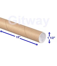 1 1/2" x 15" Cardboard Poster Shipping Mailing Mail Packing Postal Tube 50 Tubes
