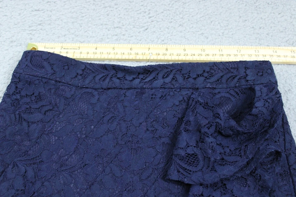 Falda Love 21 Mujer Pequeña Azul Lápiz Abierta Floral Encaje Trasero Cremallera Forrada Carrera S Foto 3 de 4