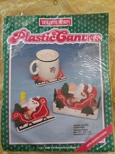 VTG New Distlefink Designs Santa Sleigh Coaster Plastic Canvas Kit Sealed #75108