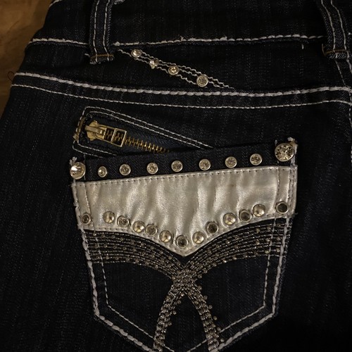 Sweet Look studs/rhinestones dark Navy Jean JR. 3/24 Inseam See All measurements - Picture 7 of 23