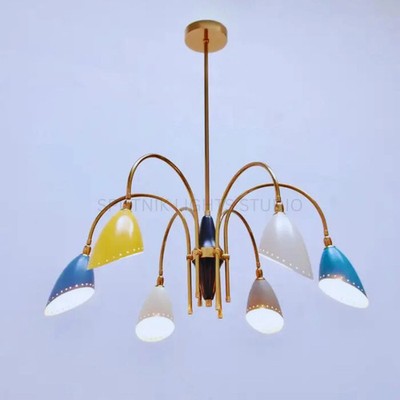Mid-Century Modern 6-Light Chandelier Multicolored Sputnik Pendant Light Fixture