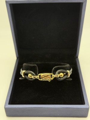 Sauro 18K Yellow Gold Double Band Rubber Bracelet  7.5 