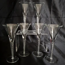🍷 VINTAGE CRYSTAL AIR TWIST STEM Cordial Glasses 🍇 7", 2 oz, Service For 6