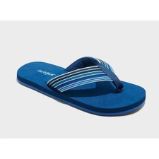 Cat  Jack Boys Navy Blue Striped Flip Flop Sandals Size L 4/5 New With Tags