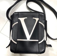 Valentino Shoulder Bag V Logo Leather Black