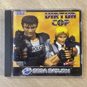 Virtua Cop SEGA Saturn Game & Official Blue Light Gun MK-80311 Tested & Working