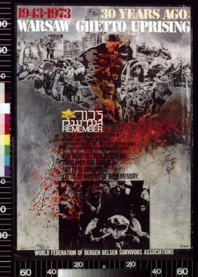 Warsaw 1943 Ghetto Uprising 1973 Poster World Federation Bergen Belsen