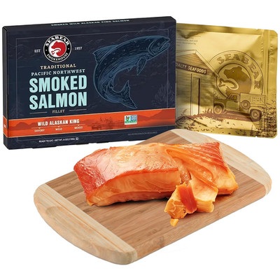 Smoked Wild King Salmon 6oz Fillet Gift Box - Wild Alaska King Salmon Fillet, Sh