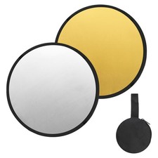 2Pcs 24"/60cm Reflector Photography 2 in 1 Collapsible with Bag Gold/Silver