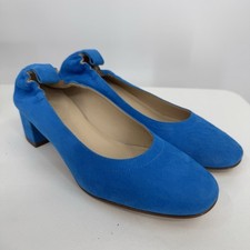 Everlane Italian Suede Day Heel Brilliant Blue 5 Women's Elastic Back Comfort