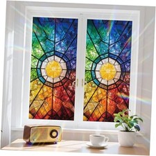 Window Privacy Film Static Cling Stained Glass Window Film 17.5W"X39.3L" Sun