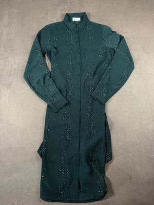 Cotton Club Hemdblusenkleid Grün Gemustert Gr. XS Damen Langarm Knopfleiste - Bild 1 von 4