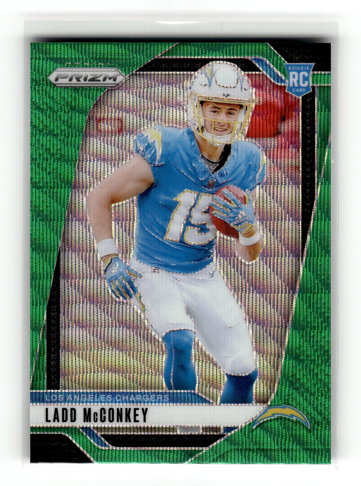Ladd McConkey 2024 Panini Prizm #365 Rookie Los Angeles Chargers Green Wave RC