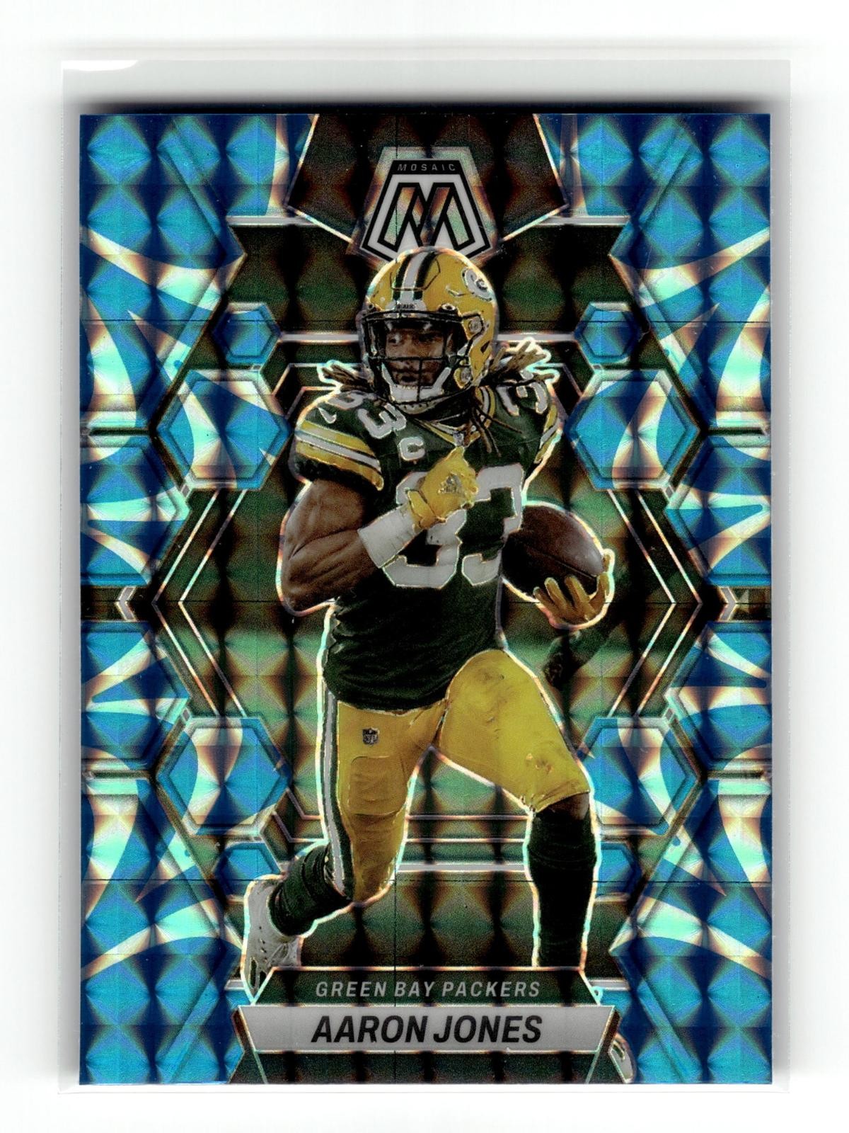 Aaron Jones 2023 Panini Mosaic #85 Green Bay Packers Reactive Blue Mosaic