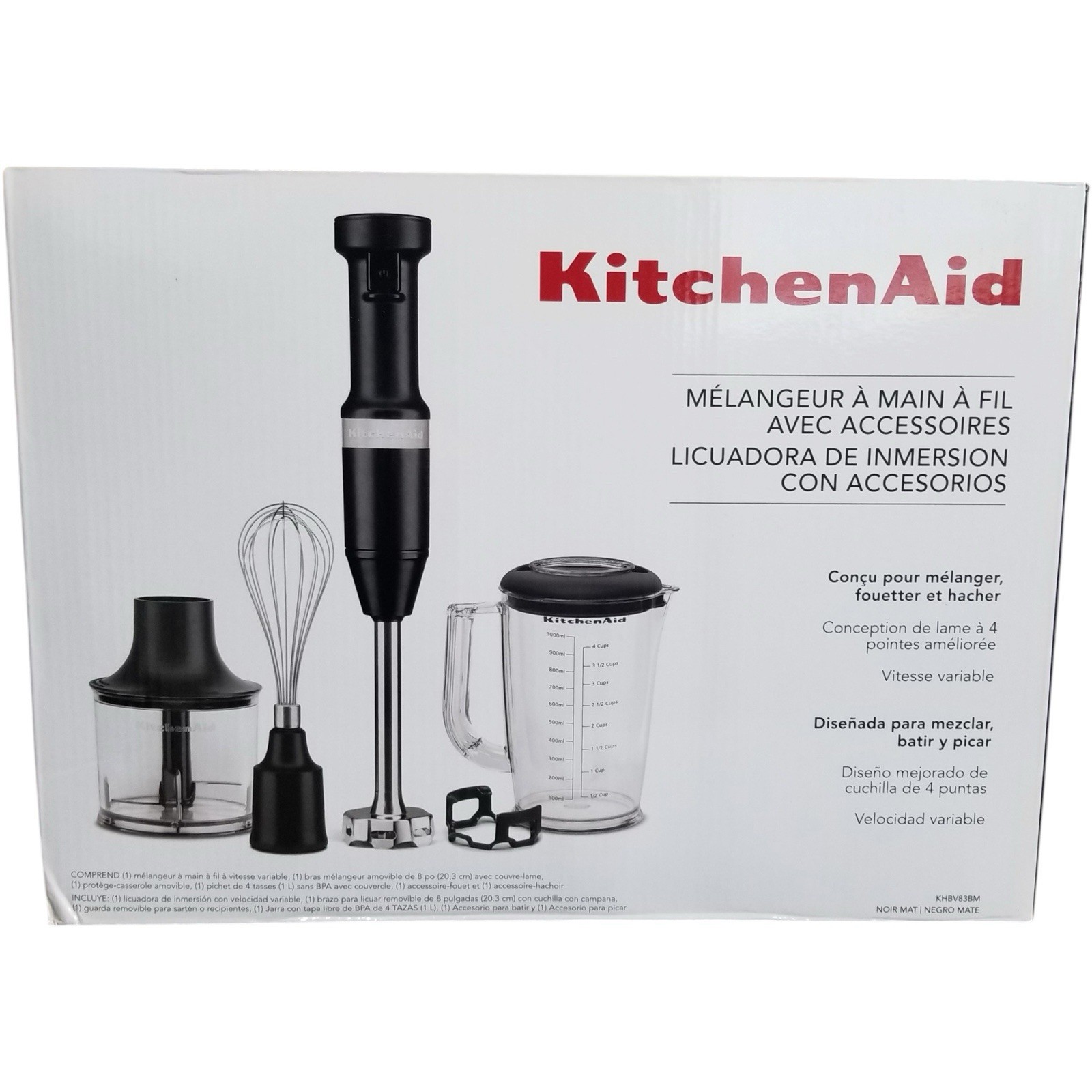 KitchenAid Corded Variable-Speed Hand Blender with Accessori